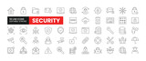 Set of 50 Security line icons set. Security outline icons with editable stroke collection. Includes Fingerprint, Firewall, Cyber Security, Protection, Secure Payment and More.