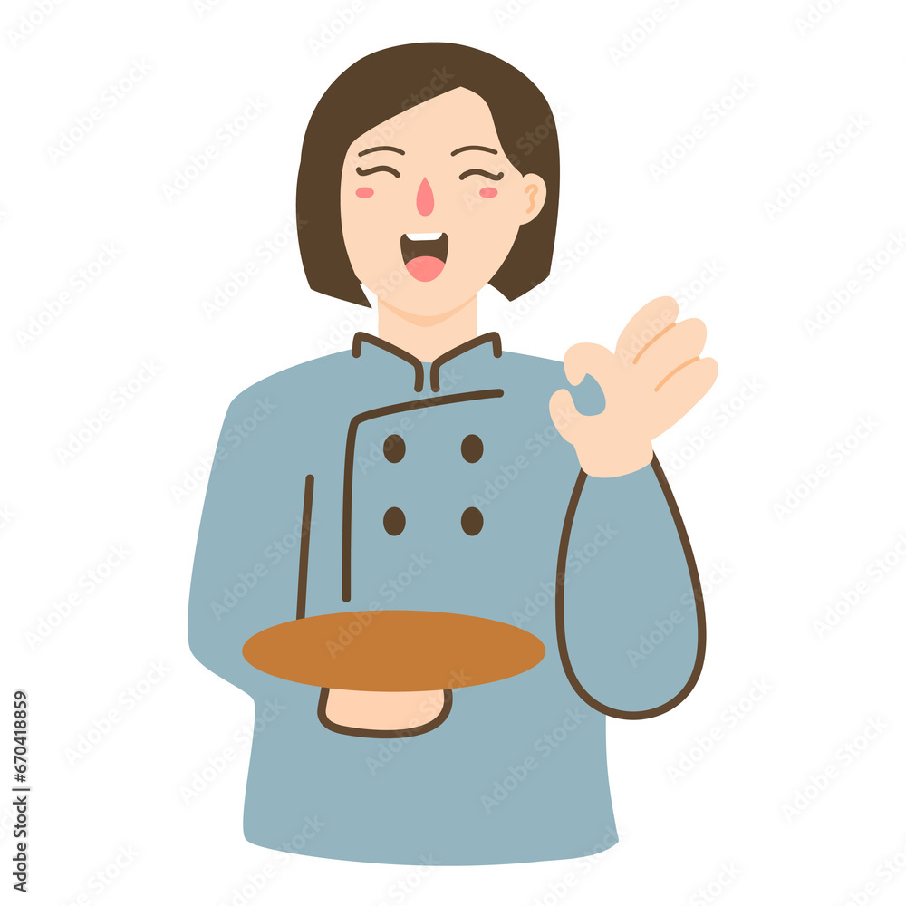 chef girl smiling in uniform illustration