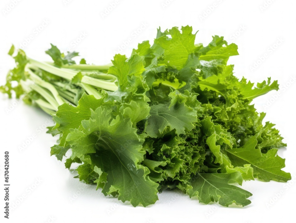 Green mustard leaves on white background Green mustard leaves on white background