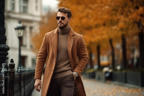 Stylish Man In Autumn Fashion On City Street © Anastasiia
