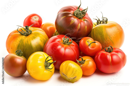 Fresh tomatoes of various shapes and sizes