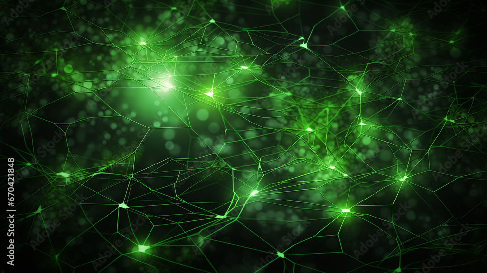 green abstract background with a network grid and particles connected green abstract background with a network grid and particles connected