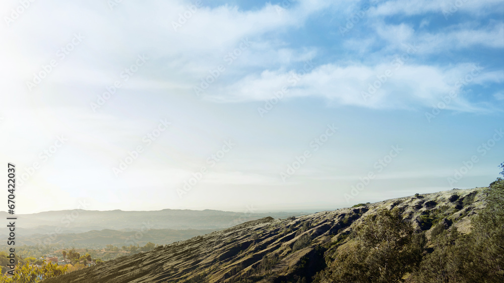 Green hills with a landscape view Green hills with a landscape view