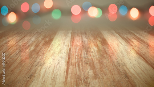 Wooden table with blurred light