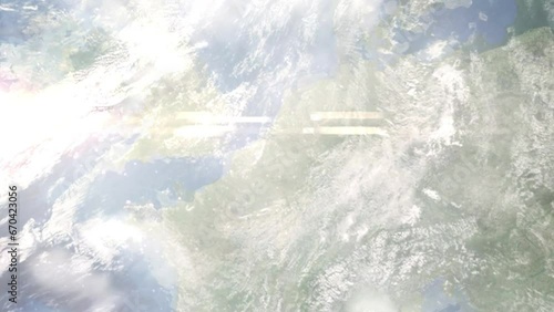 Zoom in from space and focus on Etterbeek, Belgium. 3D Animation. Background for travel intro. Elements of this image furnished by NASA photo