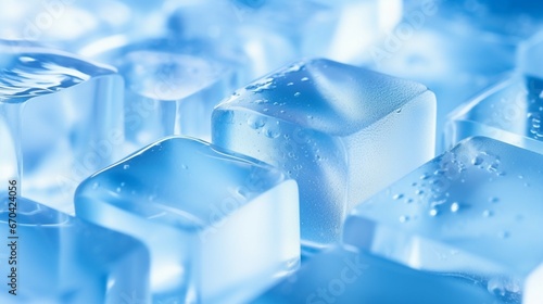 31. Extreme close-up of abstract blurred ice cubes, arctic blue and crystal-clear hues, in the style of gradient blurred wallpapers,