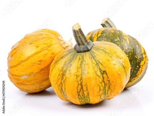 Colorful winter squashes on a white background