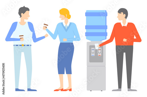 Office people worker. Vector illustration. The office people worker metaphor symbolizes interconnectedness individuals in workplace Working in organized and efficient manner is essential