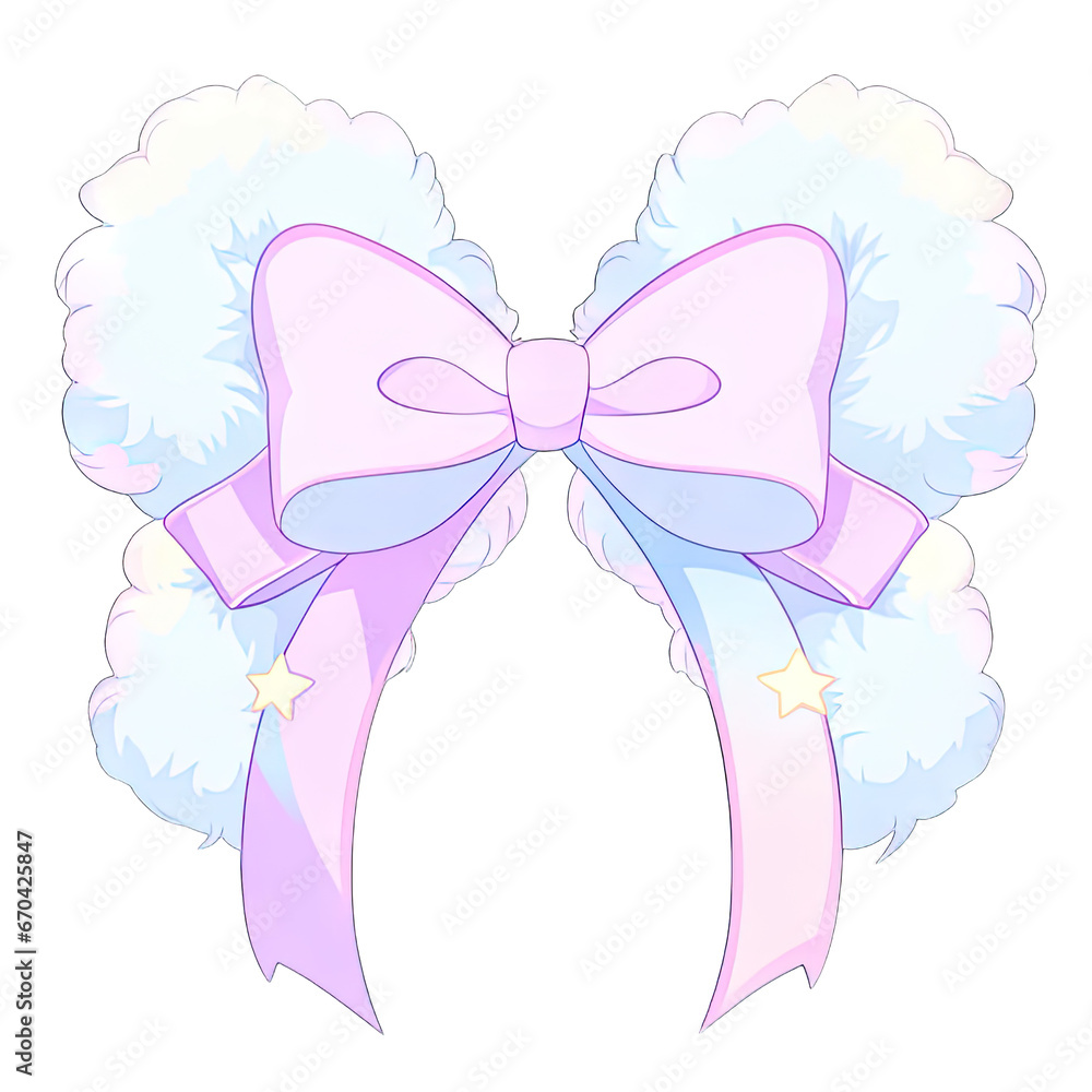 Pastel bow and fluffy, cute ribbon, kawaii style accessory Pastel bow and fluffy, cute ribbon, kawaii style accessory