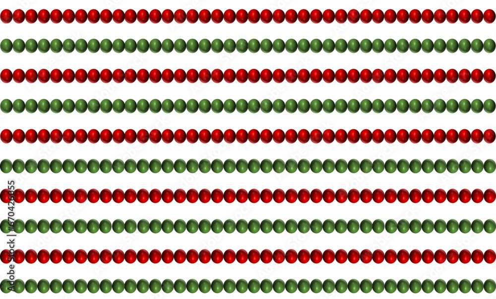 Fototapeta premium Red and green pattern, two tone red string beads repeat pattern, replete image, design for fabric printing, Christmas's background 