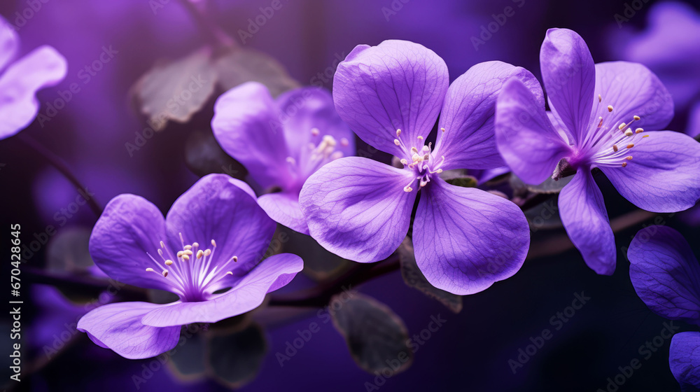 Many violet viola flower blossom in nature