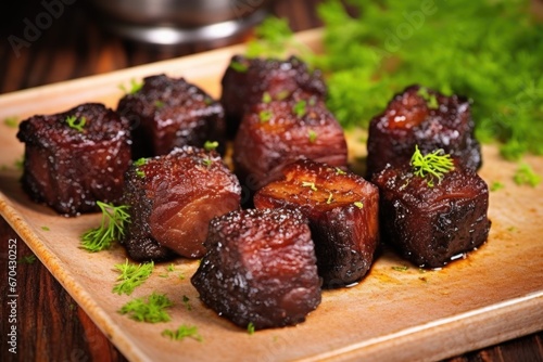 charred burnt ends garnished with parsley
