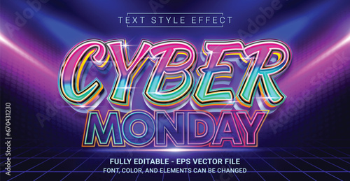 Editable Text Effect with Cyber Monday Theme. Premium Graphic Vector Template.