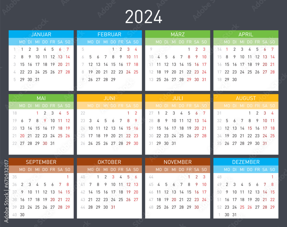 Kalender 2024 - obrazy, fototapety, plakaty 