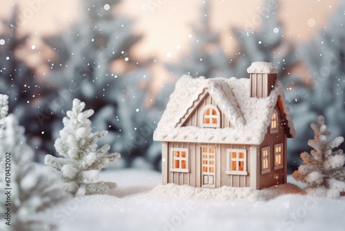 little cozy wooden house model christmas design