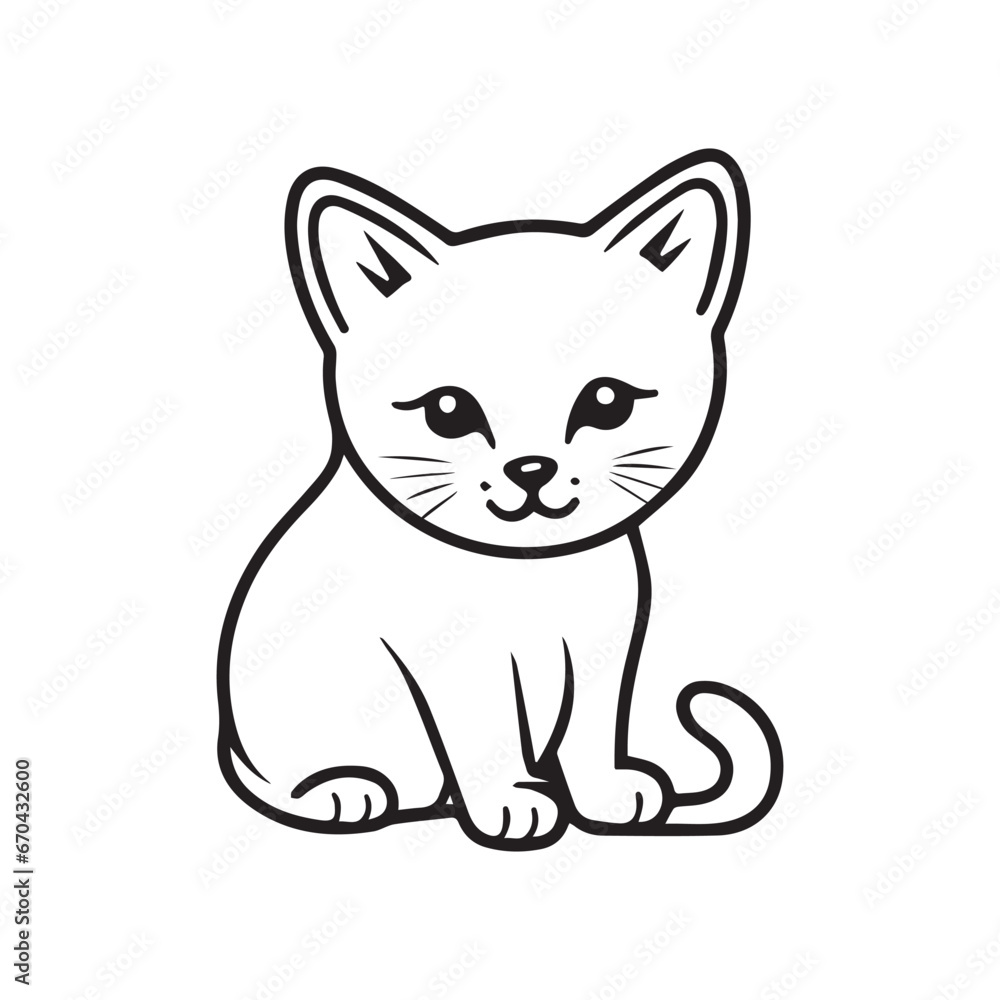 Cute white cat feeling sad, vector illustration