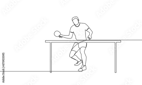 Single continuous line drawing of Table Tennis. Ping pong. One line vector illustration