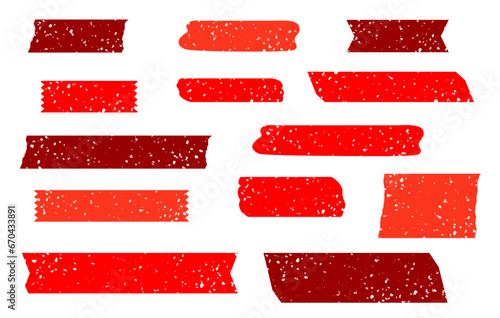 かすれたマスキングテープ　赤系　Fainted masking tape red