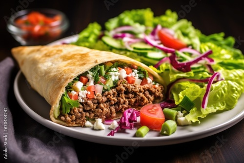 filling a chalupa with fresh salad