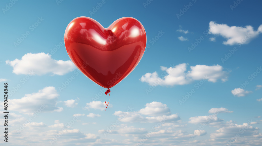 Fototapeta premium Red Heart Balloon. Heart Shaped Balloon. Balloons Valentines Day. Love Balloon For Wedding