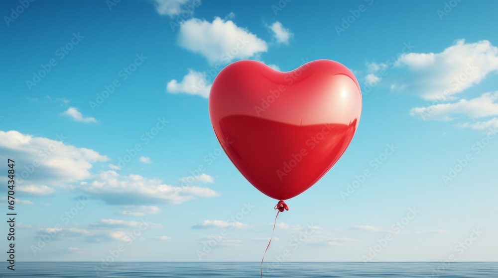 Fototapeta premium Red Heart Balloon. Heart Shaped Balloon. Balloons Valentines Day. Love Balloon For Wedding