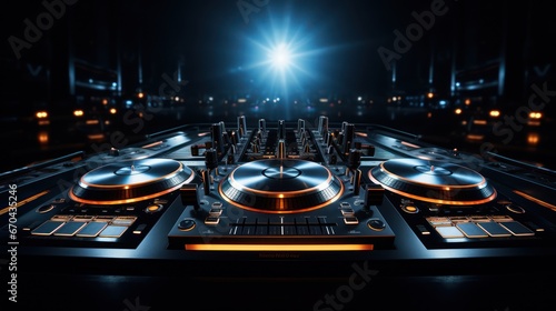 Dj mixes the track on the nightclub. 3d rendering.