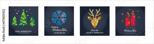 Geschenkanhänger Set - frohe Weihnachten mit deutschem Text und Weihnachtsmotiven - Weihnachtskarte