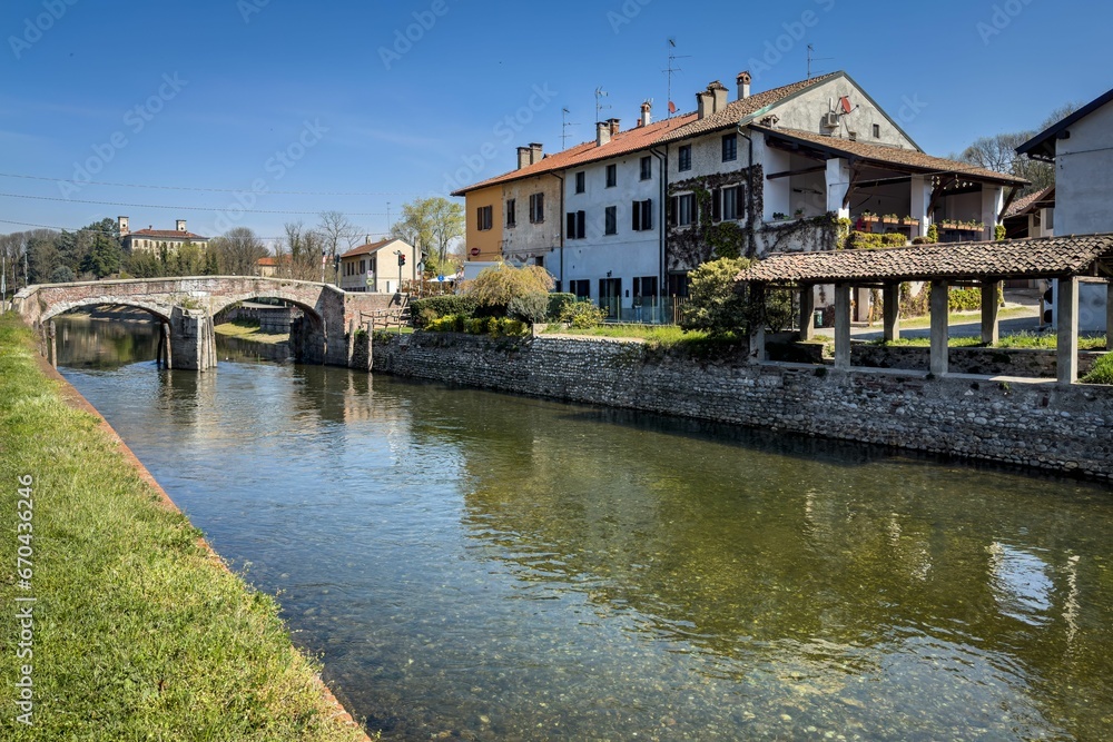 Breathtaking view of the Naviglio Grande canal in the Lombardy region of Italy