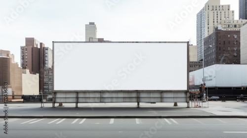 Large blank billboard on city street, mock up, 3D rendering