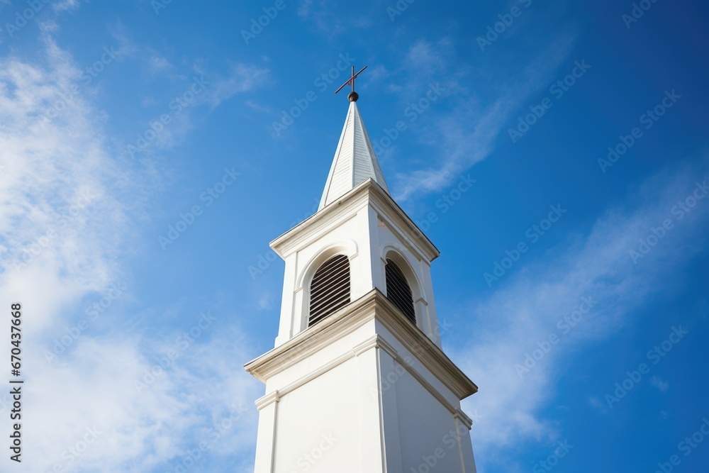 a church bell tower against a clear sky