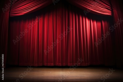 red theater curtain with spotlight beams
