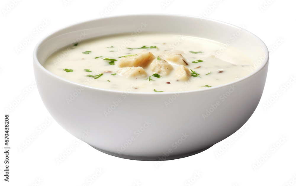 Rich and Hearty Clam Chowder on Transparent background