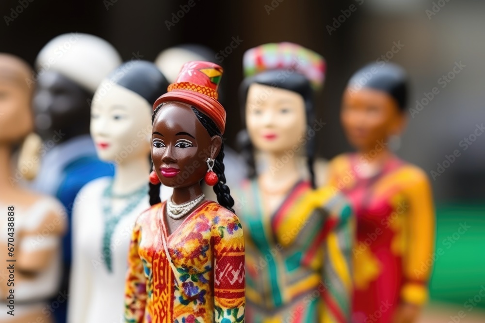 multicultural figurines standing next to each other