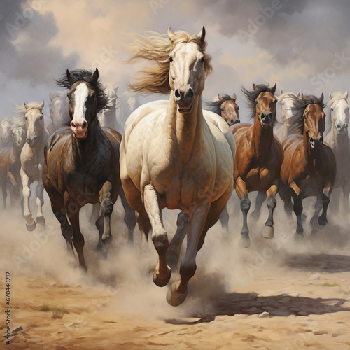 Horse herd run.