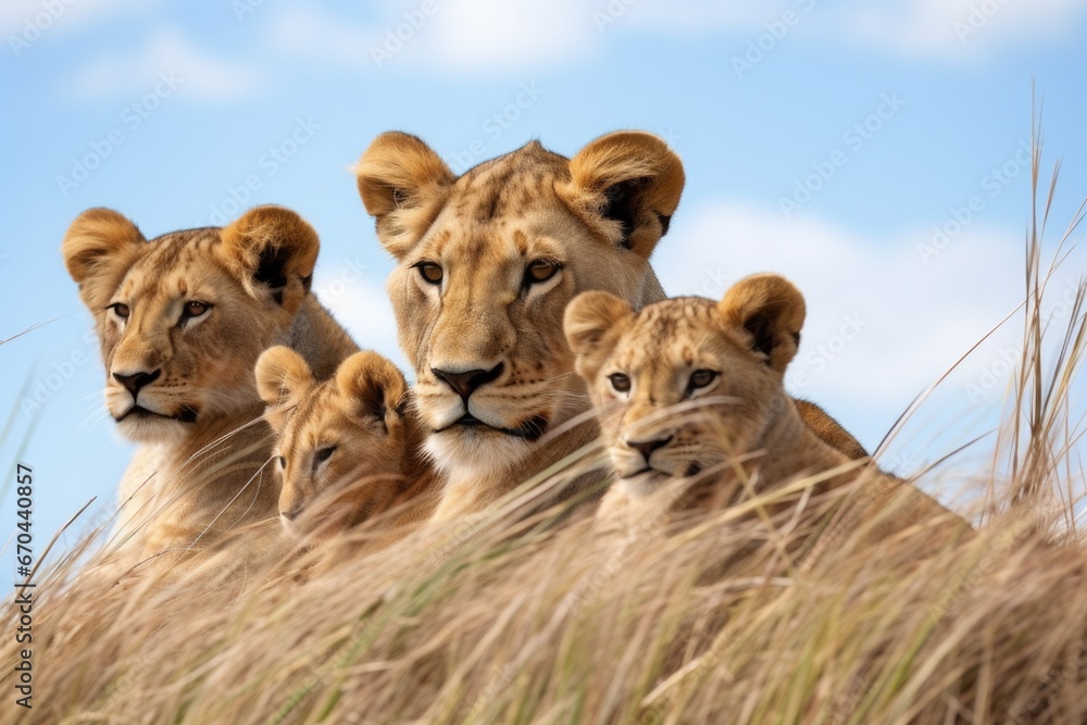 a pride of lions lounging in the savannah a pride of lions lounging in the savannah