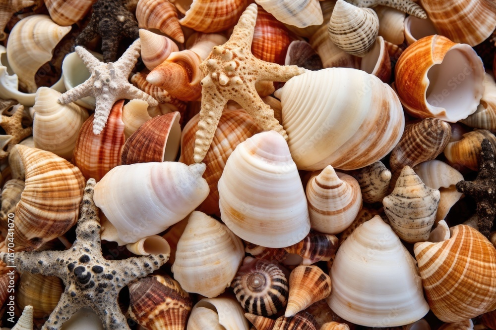 a cluster of seashells collected from a beach