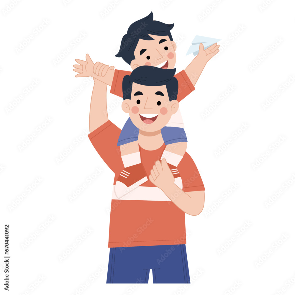 flat design illustration of joy of playing with dad on father's day vector eps flat design illustration of joy of playing with dad on father's day vector eps