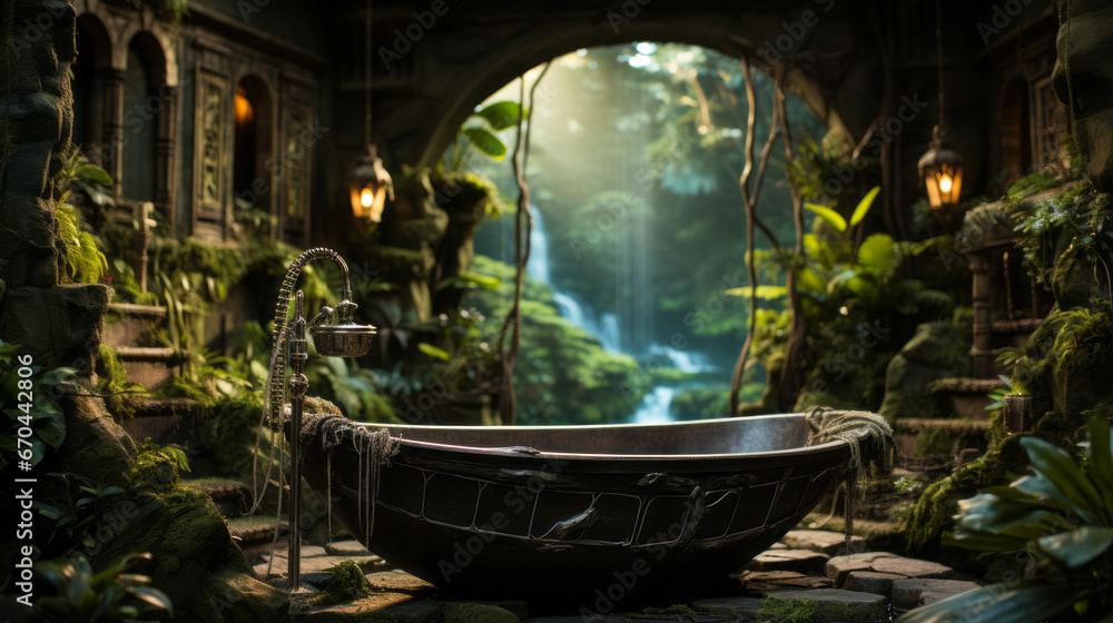 Bath tub in the jungle book forest 