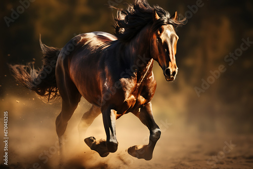 Horse running in the wild preirie  horse  wild horse