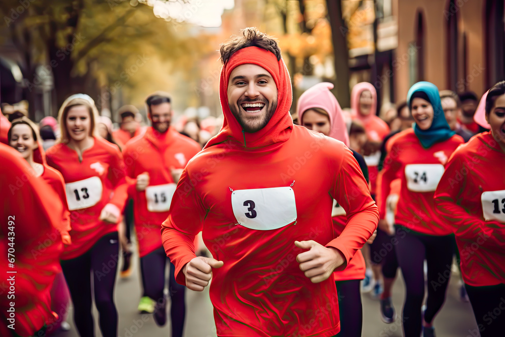 Fototapeta premium Organize a charity run unite for a cause. social responsability concept