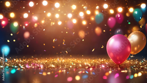 Christmas lights background, Happy Birth background, and colorful light particles background, colorful confetti background