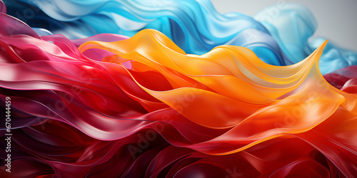 Schöner abstrakter futuristischer Hintergrund in welligen bunten leuchtfarben für Webdesign und Drucksachen als Vorlage im Querformat für Banner, ai generativ