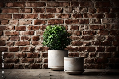 A plant  in front of a simple, brick wall for a rustic and urban feel