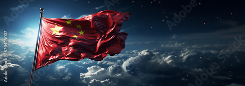 Leinwand Poster Flag of china and the earth