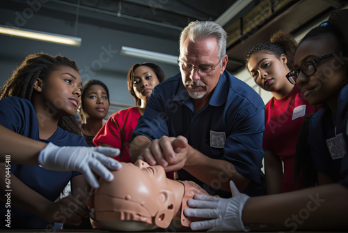 Teach CPR empower life-saving skills. social responsibility concept