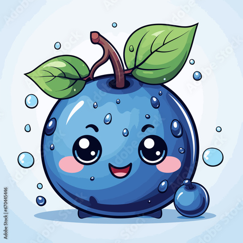 Blueberry. Blueberry hand-drawn comic illustration. Vector doodle style cartoon illustration.