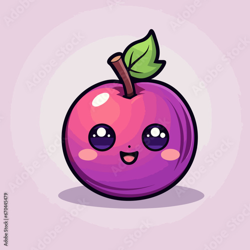 Plum. Plum hand-drawn comic illustration. Vector doodle style cartoon illustration.