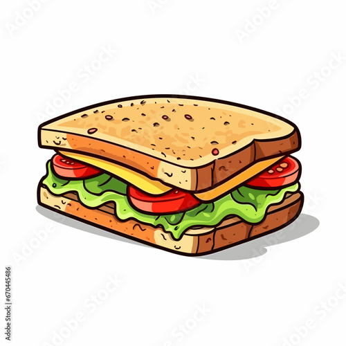 Sandwich hand-drawn illustration. Club sandwich. Vector doodle style cartoon illustration