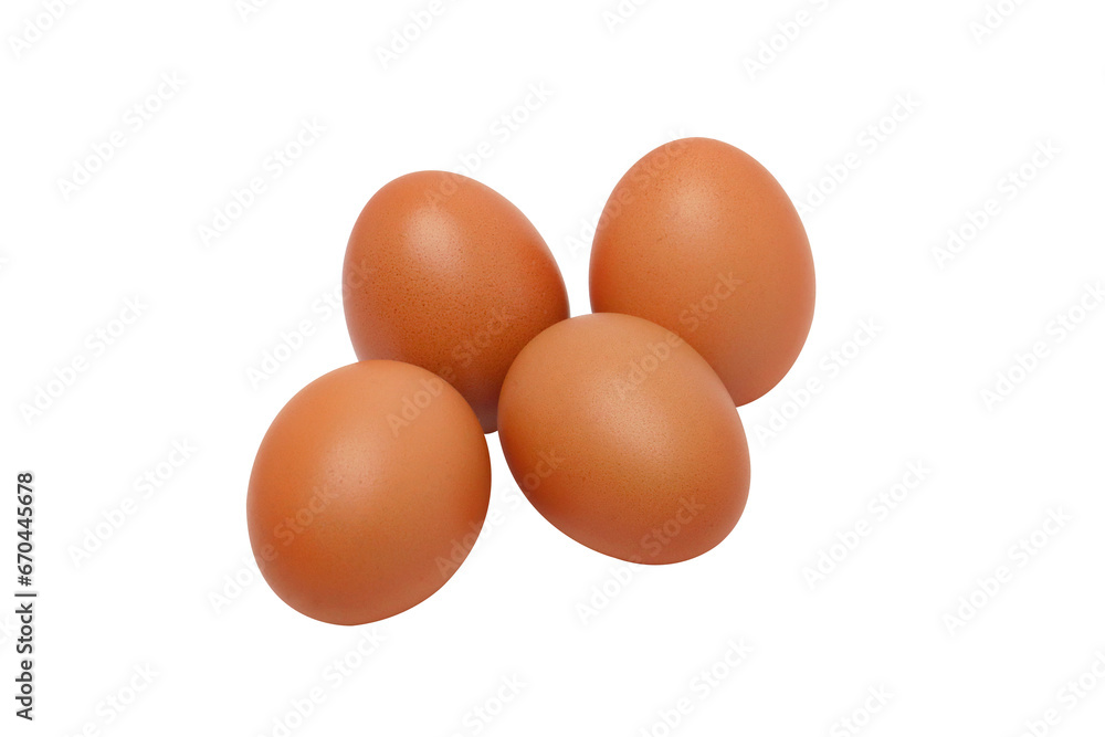 Four brown eggs on transparent background png Four brown eggs on transparent background png