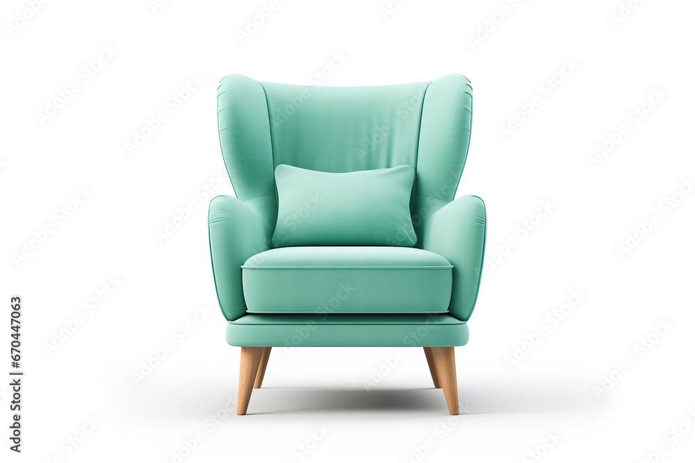 Classic armchair art deco style in turquoise velvet with wood legs isolated on white background. Classic armchair art deco style in turquoise velvet with wood legs isolated on white background.